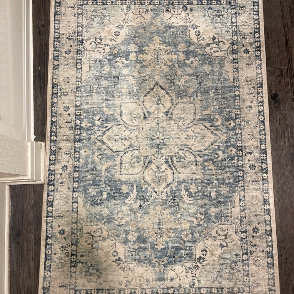 Elegant Blue and White Area Rug - Picture 2 of 4